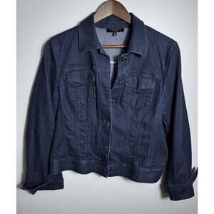 - Talbots Women's Long sleeves Dark Blue Denim Jacket Button  Size 10